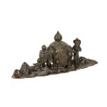 UNUSUAL BRONZE BRUSH REST, QING DYNASTY, 19TH CENTURY