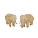 PAIR OF CARVED IVORY ELEPHANTS, INDIAN