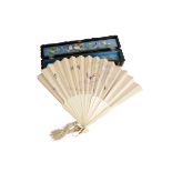 UNUSUAL IVORY AND EMBROIDERED FAN, LATE QING DYNASTY
