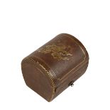 UNUSUAL LEATHER AND GILT LACQUER BOX, MEIJI PERIOD (1868-1912)