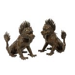 PAIR OF BRONZE LION DOGS, QING DYNASTY, 19TH CENTURY