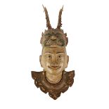 CARVED POLYCHROME PAINTED NAT MASK, BURMESE, LATE 19TH CENTURY,