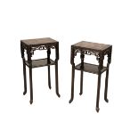 PAIR OF CARVED HARDWOOD STANDS, LATE QING DYNASTY