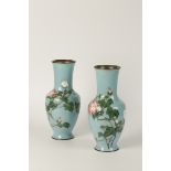 A PAIR OF MORIAGE ENAMEL CLOISONNE ENAMEL VASES, MEIJI PERIOD (1868-1912)