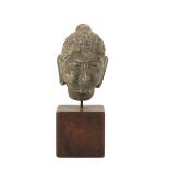 SANDSTONE HEAD OF A BUDDHA, INDIAN 11TH / 12TH CENTURY OR LATER