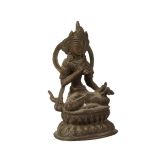 SMALL BRONZE FIGURE OF SHADAKSHARI LOKESHVARA, TIBET, 19TH CENTURY