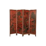 CHINESE RED LACQUER SCREEN, QING DYNASTY, 19TH CENTURY