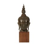 LARGE BRONZE BUDDHA HEAD, THAILAND, 19TH CENTURY