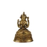 GILT BRONZE FIGURE OF A FOUR ARM BODHISATTVA