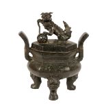 BRONZE CENSER AND COVER, MING DYNASTY, 17TH CENTURY