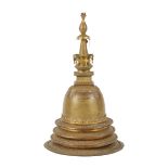 GILT METAL STUPA, INDIA, 19TH CENTURY