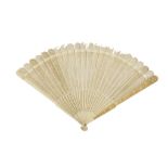 CANTON CARVED IVORY BRISEE FAN, QING DYNASTY, 18TH CENTURY