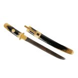 FINE LACQUER AND GOLD MOUNTED SHORT SWORD (TANTO)