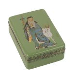 FINE CLOISONNE GREEN-GROUND BOX, MEIJI PERIOD (1868-1912)