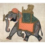 LARGE PAINTING OF A CAPARISONED ELEPHANT, NORTH INDIA, 19TH CENTURY