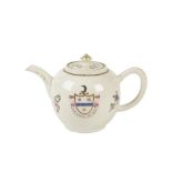 CHINESE FAMILLE ROSE EXPORT ARMORIAL TEAPOT, 18TH CENTURY