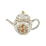 A CHINESE FAMILLE ROSE EXPORT ARMORIAL TEAPOT, 18TH CENTURY