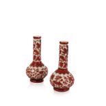 PAIR OF PEKING RED OVERLAY GLASS VASES