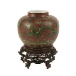 COPPER RED AND GREEN GLAZE DRAGON JAR