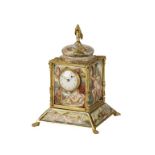 19TH CENTURY CONTINENTAL GILT METAL AND ENAMELLED DESK CLOCK
