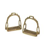 PAIR OF CHINESE POLISHED BRONZE STIRRUPS, QING