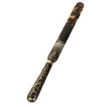 VICTORIAN TORTOISESHELL AND YELLOW METAL PIQUE WORK PAGE TURNER