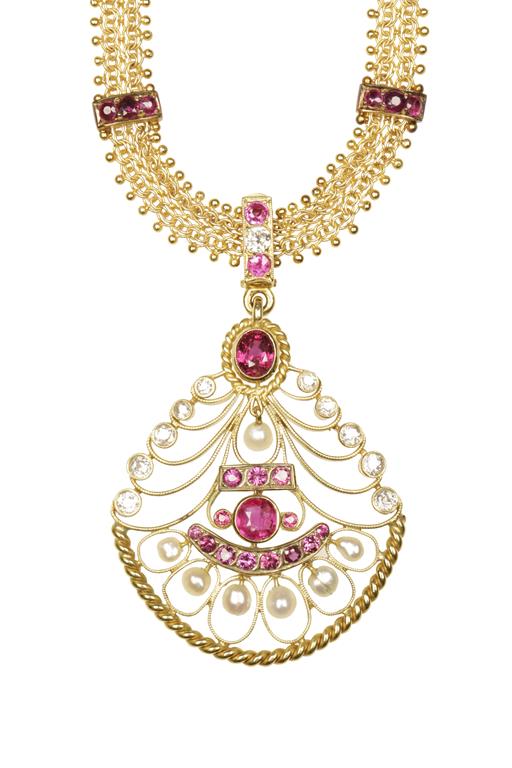 RUBY, DIAMOND AND CULTURED PEARL PENDANT NECKLACE - Image 2 of 2