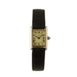 CARTIER TANK QUARTZ SILVER GILT LADY'S WRIST WATCH (MUST DE CARTIER)