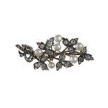 DIAMOND AND PEARL SPRAY BROOCH