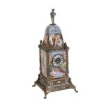 19TH CENTURY AUSTRIAN GILT METAL AND ENAMELED TABLE CLOCK