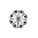 SAPPHIRE AND DIAMOND "FLOWERHEAD" BROOCH