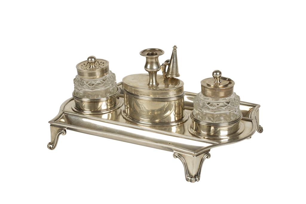 GEORGE III SILVER INKSTAND