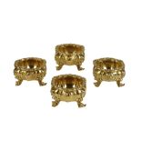 SET OF FOUR GEORGE IV SILVER GILT SALTS