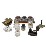 CUT GLASS INKWELL, CIRCA 1890