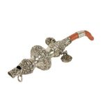 VICTORIAN SILVER BABY'S RATTLE AND WHISTLE