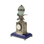 AMERICAN SILVER AND LAPIS LAZULI TABLE CLOCK