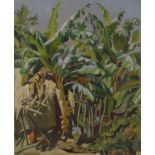 •EDWARD D'ARCY LISTER (1911-1976) Native hut amongst banana plants