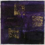 •JANET ROGERS (CONTEMPORARY) Abstract composition in purples and gold