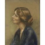 •AGATHA WALKER (1888-1980) Bust-length profile portrait of a lady, probably Lucie Zelie Durnford