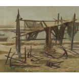•EDWARD D'ARCY LISTER (1911-1976) 'NETS ON POOLE QUAY'
