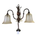 ARTS AND CRAFTS COPPER THREE BRANCH LIGHT FITTING