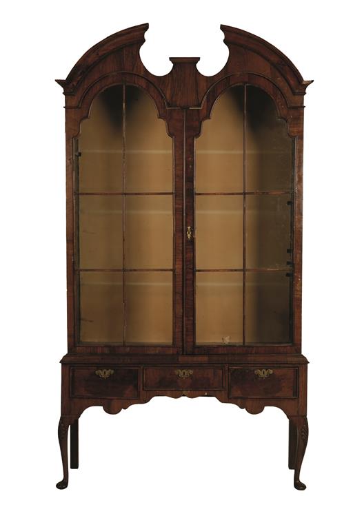 QUEEN ANNE STYLE WALNUT CHINA CABINET