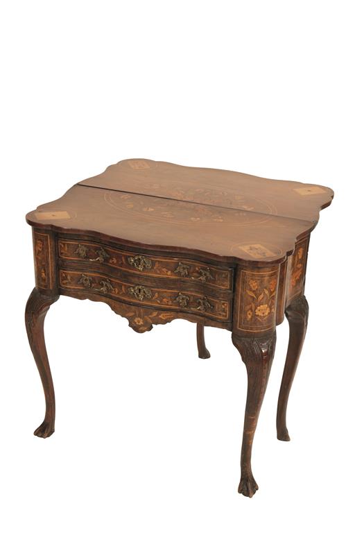 DUTCH WALNUT AND FLORAL MARQUETRY CARD TABLE - Image 2 of 2