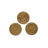 THREE GOLD HALF SOVEREIGNS 1902 ,1906,1912