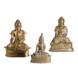 THREE BRONZE MANDALAY BUDDHAS, BURMA, EARLY 20TH CENTURY