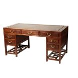 CHINESE HARDWOOD PEDESTAL DESK