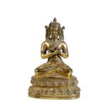 GOOD GILT-COPPER FIGURE OF VAJRADHARA, TIBET, 18TH CENTURY