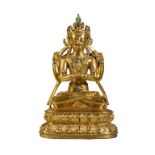 FINE GILT-BRONZE FIGURE OF SHARILOKESHVARA, TIBET, 17TH CENTURY