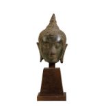 BRONZE BUDDHA HEAD, U-THONG PERIOD, 14TH / 15TH CENTURY