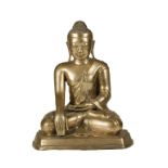 BRASS SEATED BUDDHA, BURMA, MANDALAY PERIOD, 19TH CENTURY